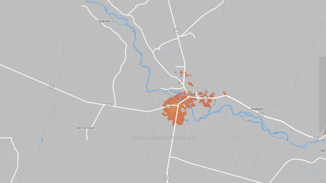 Bike Grade map of Shiprock, NM