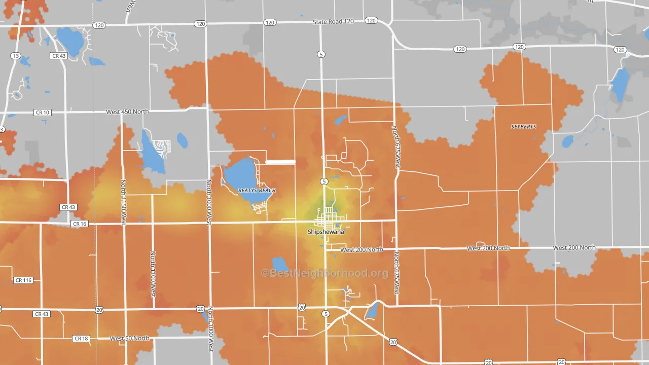 Bike Grade map of Shipshewana, IN