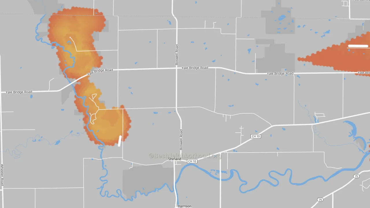 Bike Grade map of Shirland, IL