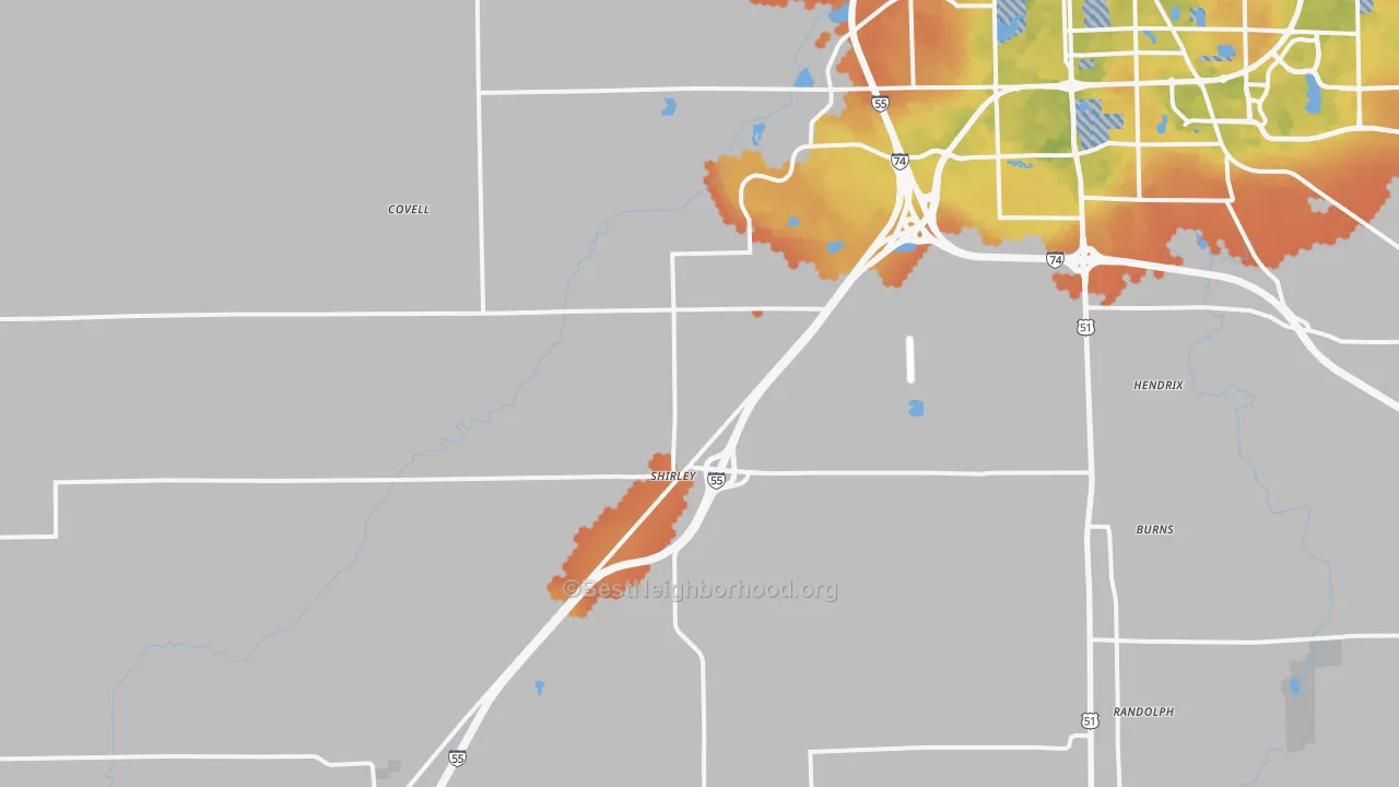 Bike Grade map of Shirley, IL