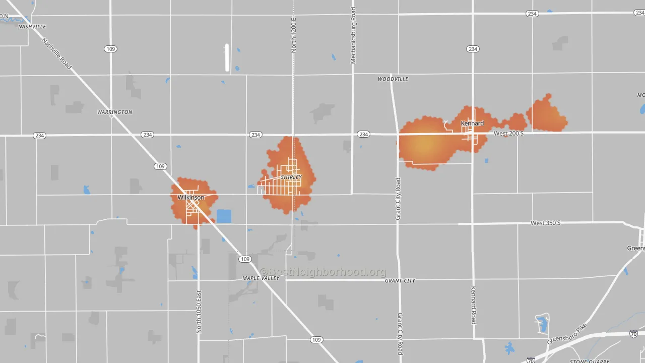 Bike Grade map of Shirley, IN