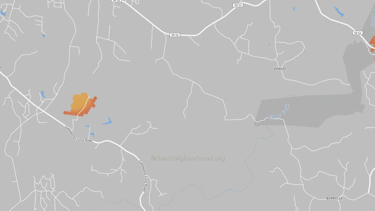 Bike Grade map of Shirley, TN