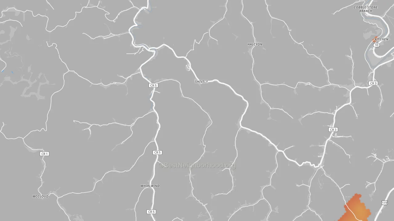 Bike Grade map of Shively, WV