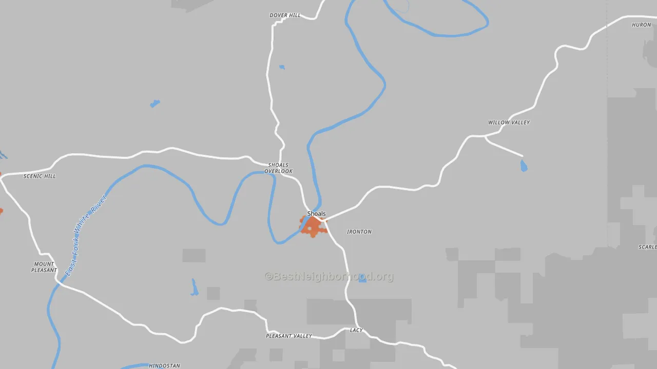 Bike Grade map of Shoals, IN