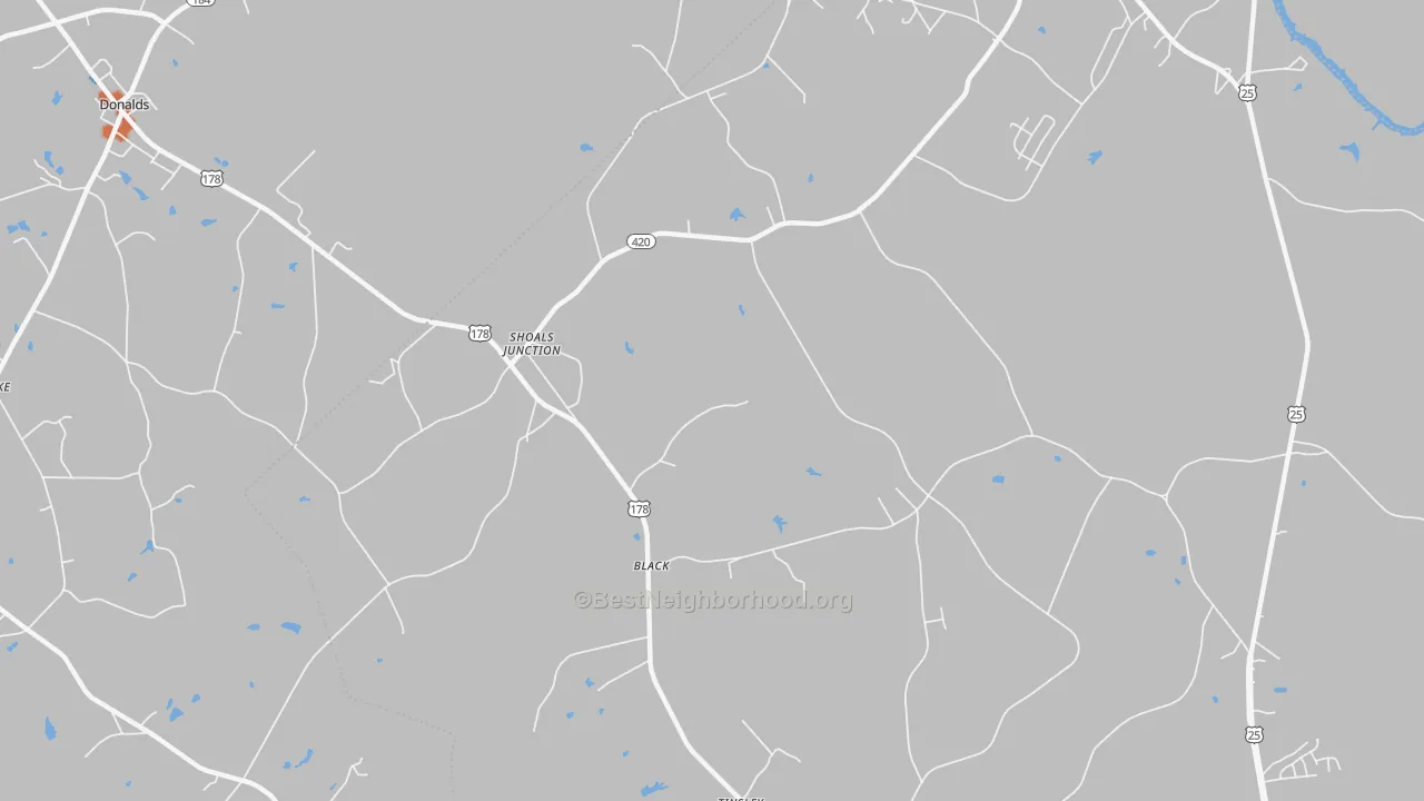 Bike Grade map of Shoals Junction, SC