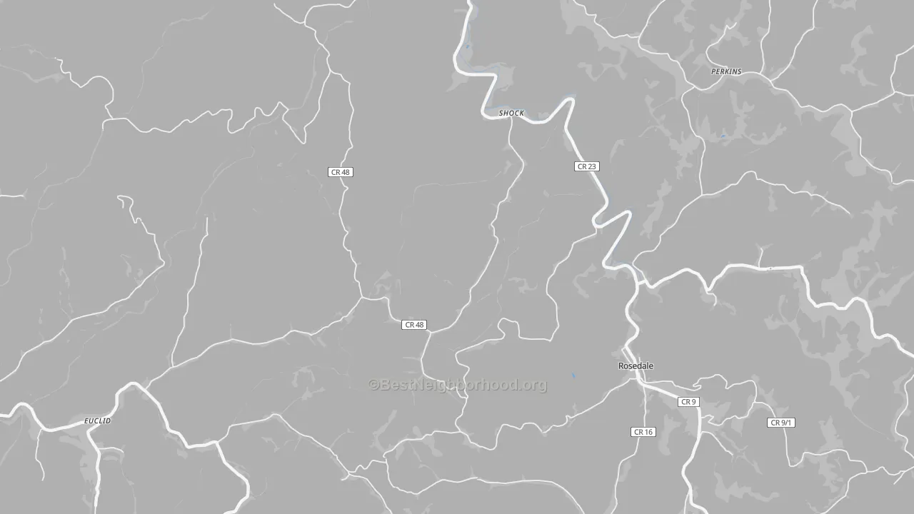 Bike Grade map of Shock, WV