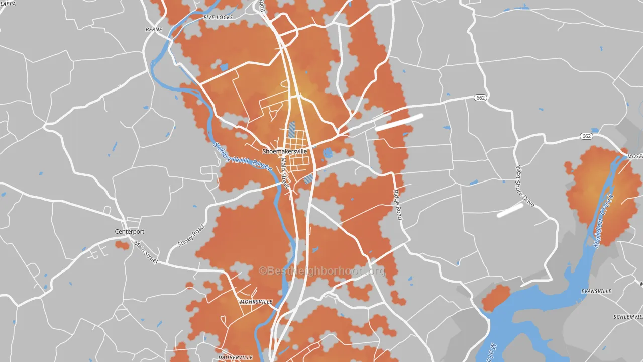 Bike Grade map of Shoemakersville, PA