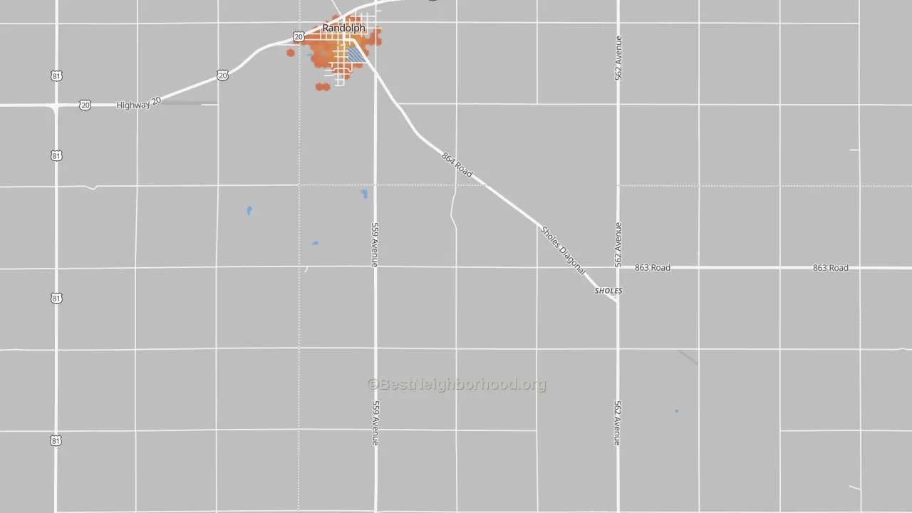 Bike Grade map of Sholes, NE