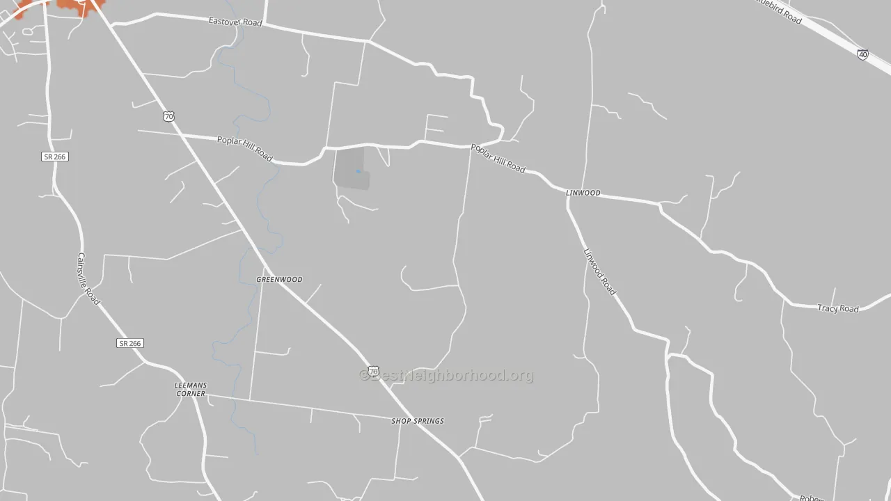 Bike Grade map of Shop Springs, TN