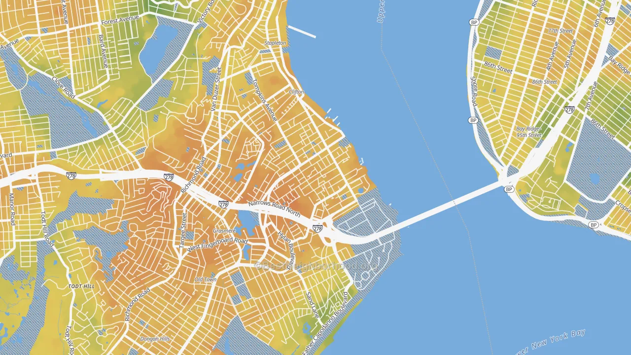 Bike Grade map of Shore Acres, Staten Island, NY
