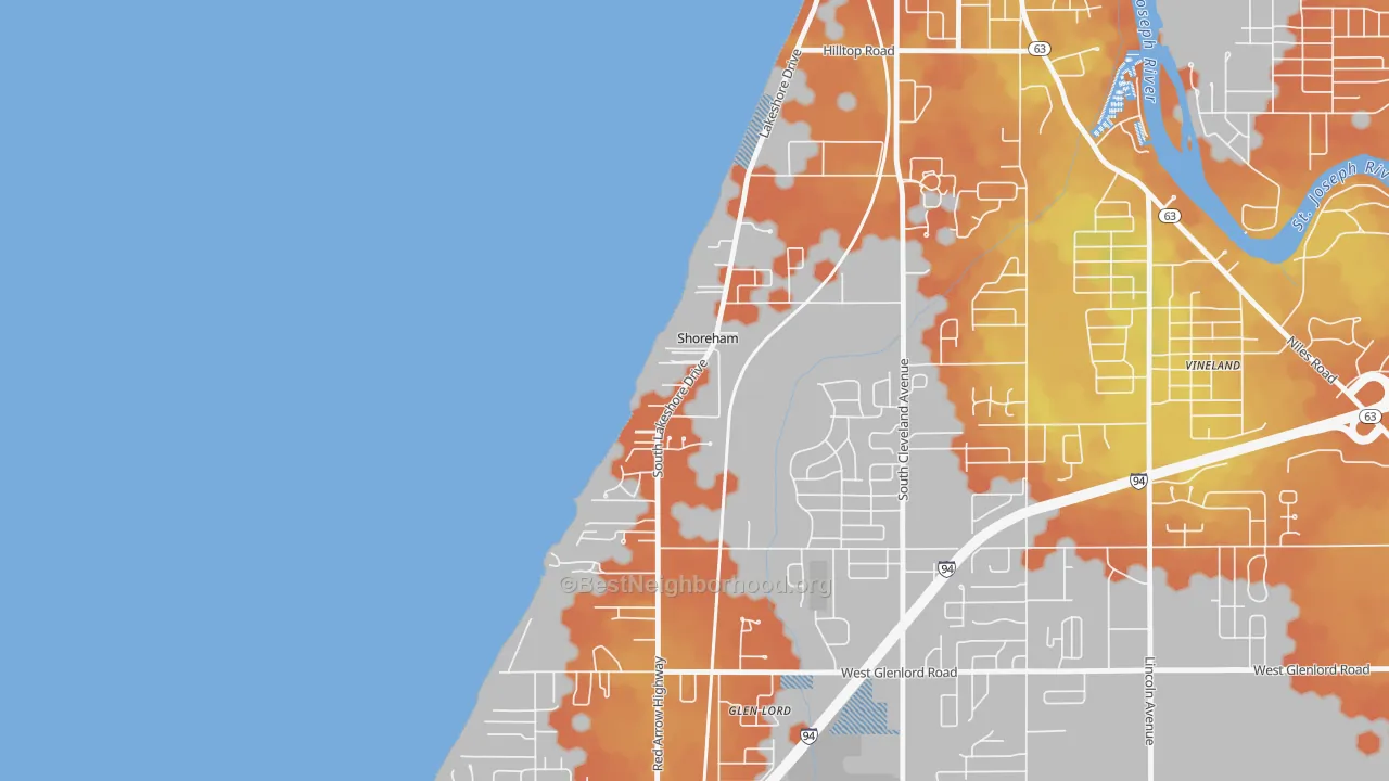 Bike Grade map of Shoreham, MI