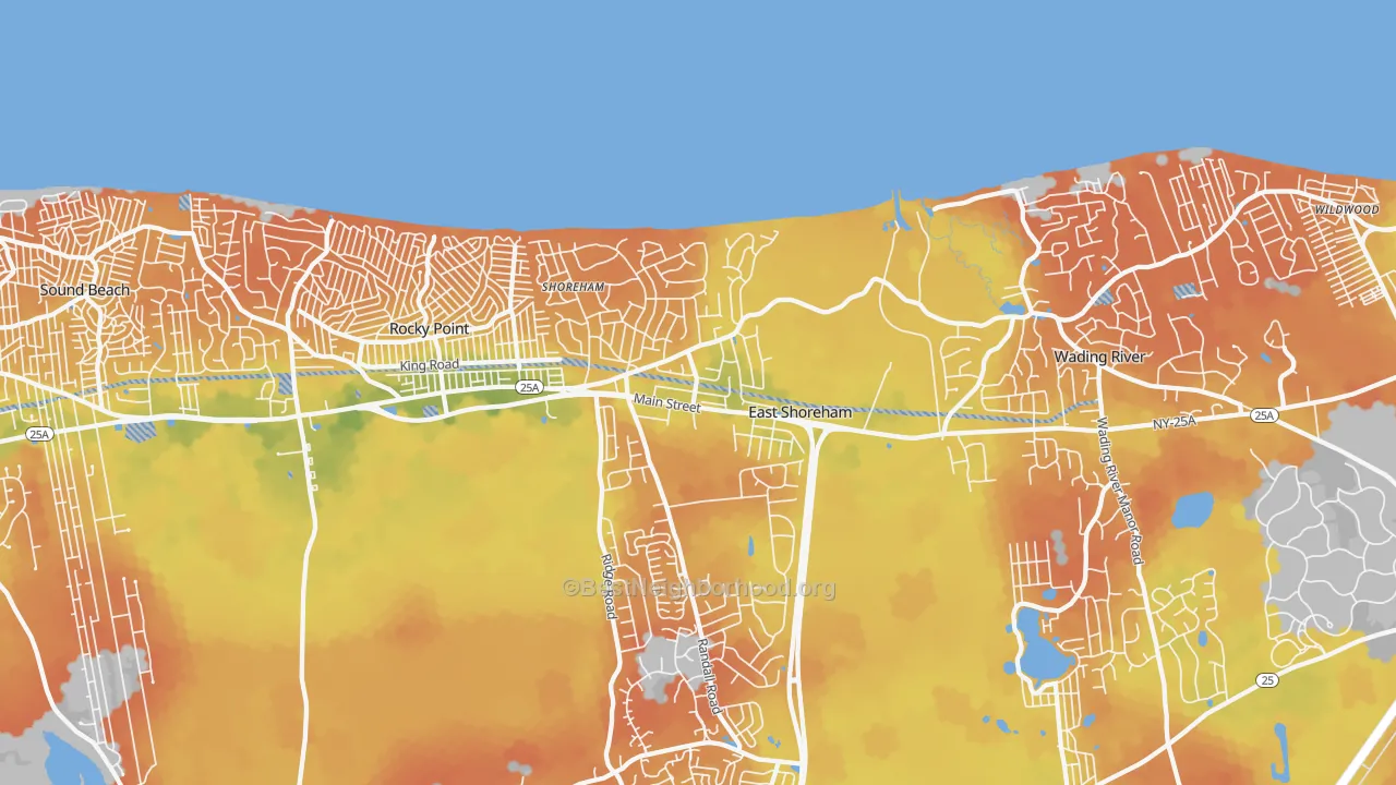Bike Grade map of Shoreham, NY