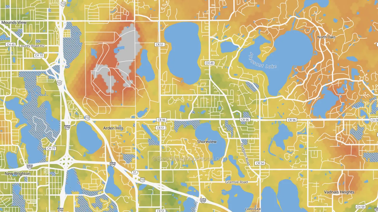 Bike Grade map of Shoreview, MN