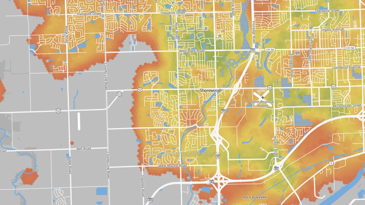 Bike Grade map of Shorewood, IL