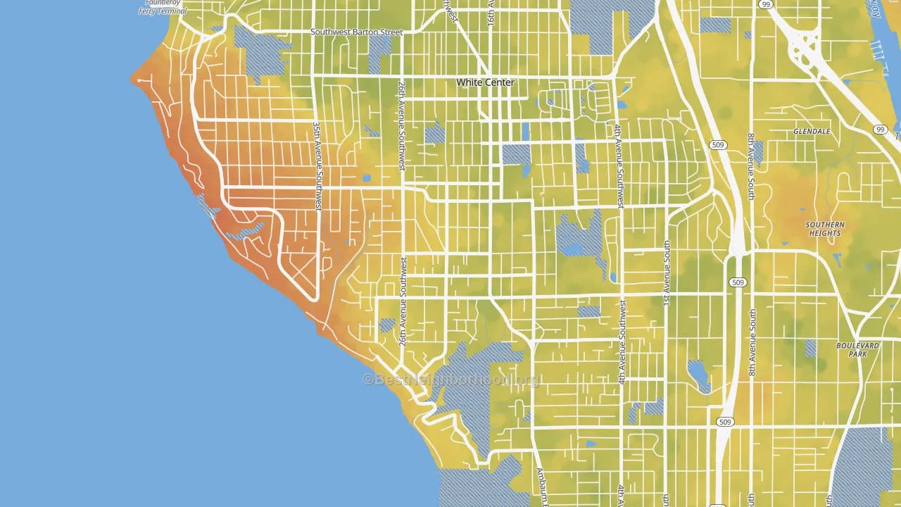 Bike Grade map of Shorewood, Seattle, WA