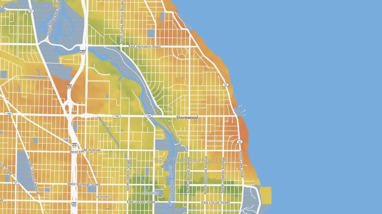 Bike Grade map of Shorewood, WI