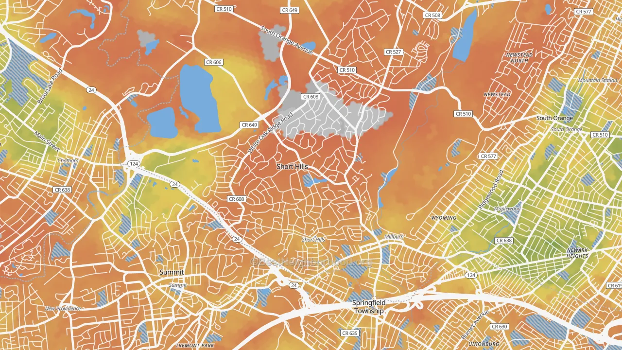 Bike Grade map of Short Hills, NJ