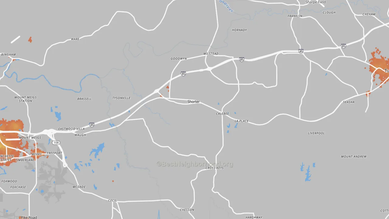 Bike Grade map of Shorter, AL