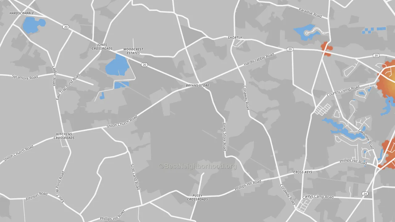 Bike Grade map of Shortly, DE