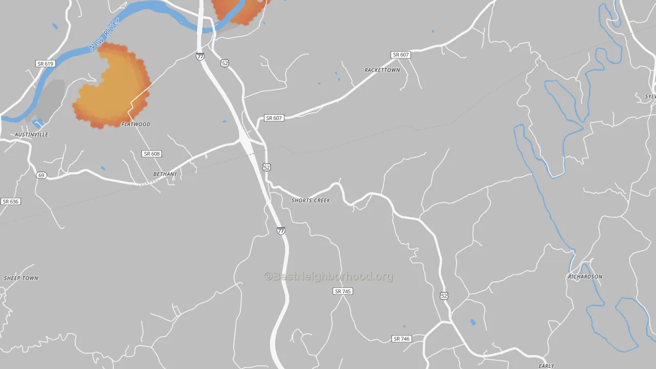 Bike Grade map of Shorts Creek, VA