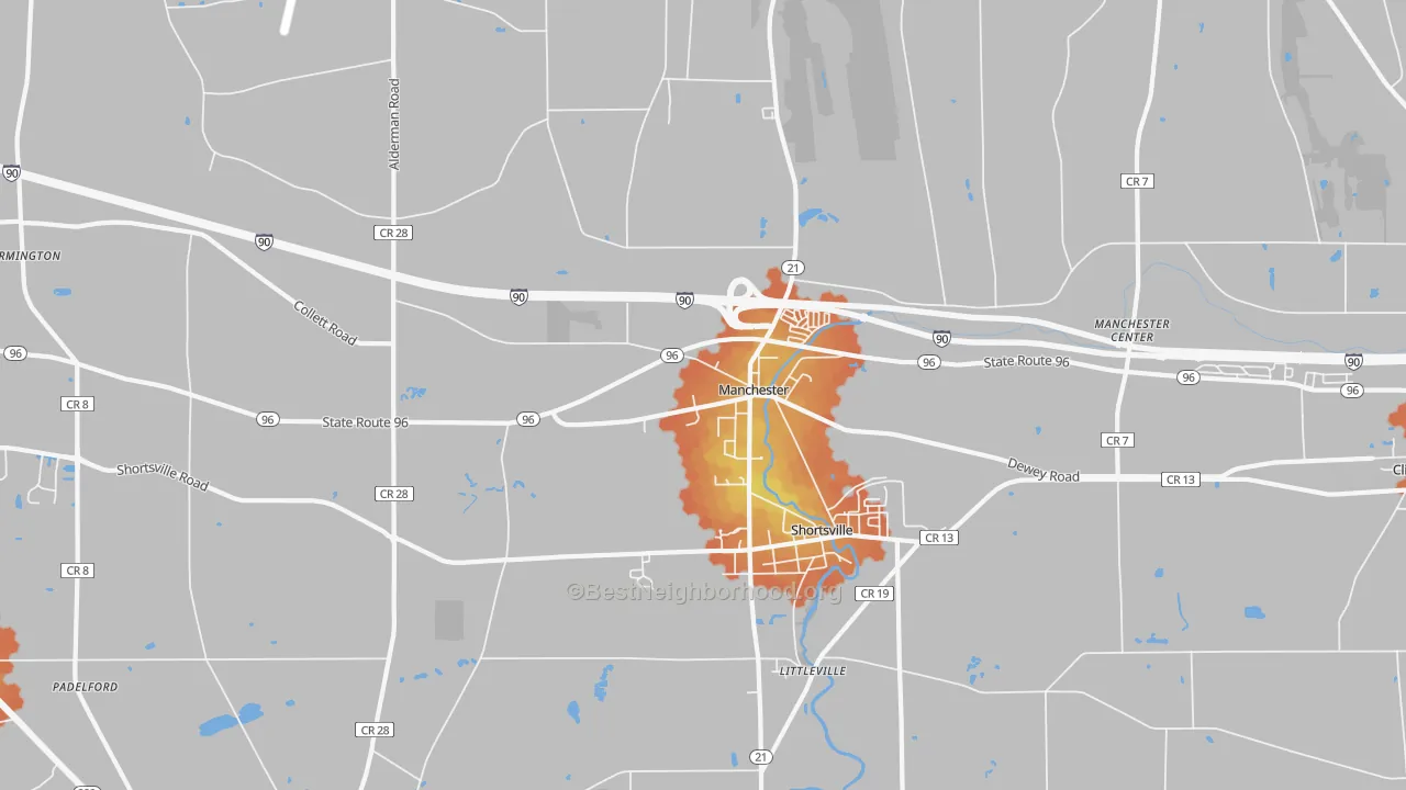 Bike Grade map of Shortsville, NY