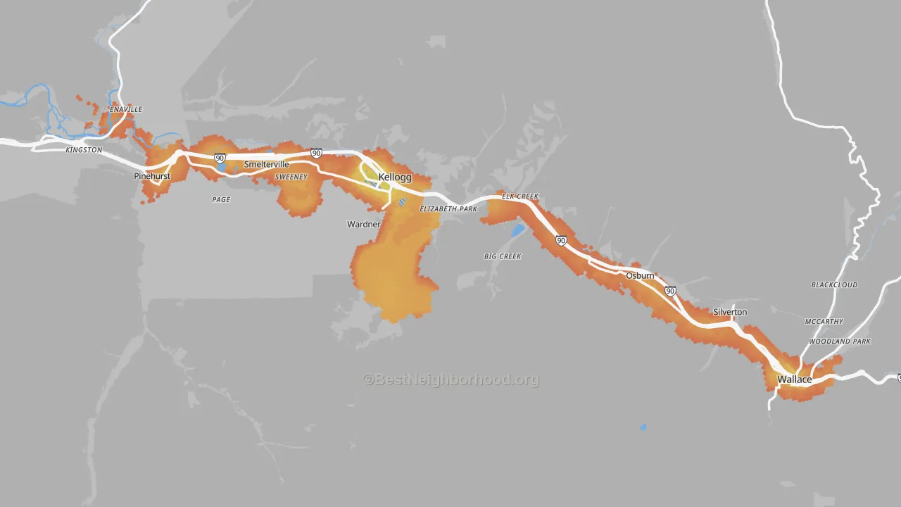 Bike Grade map of Shoshone County, ID
