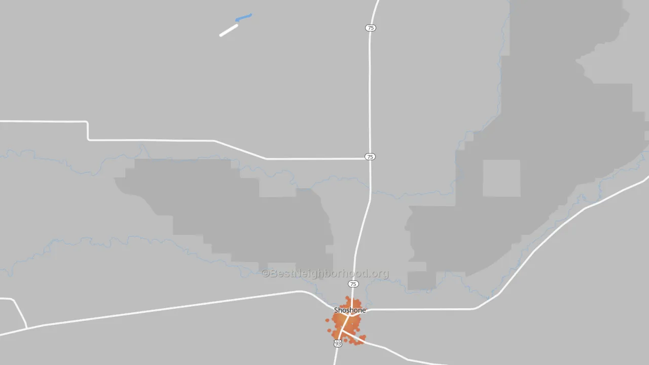 Bike Grade map of Shoshone, ID