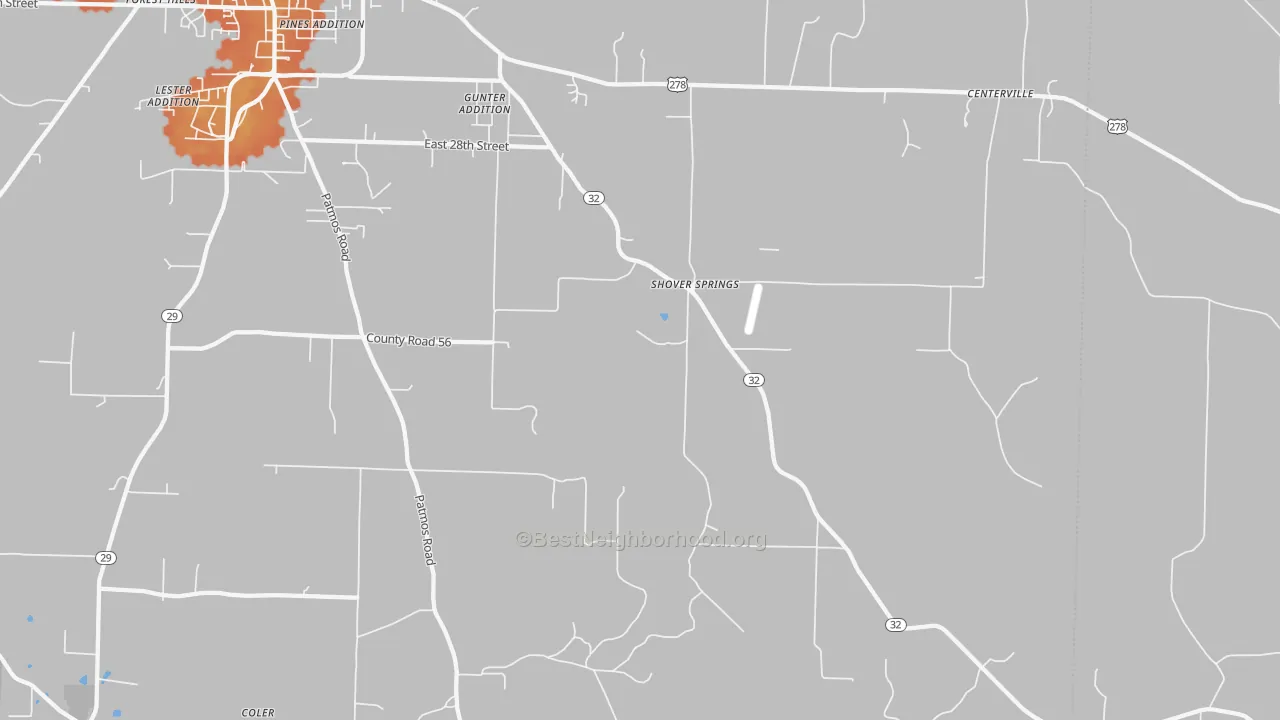 Bike Grade map of Shover Springs, AR