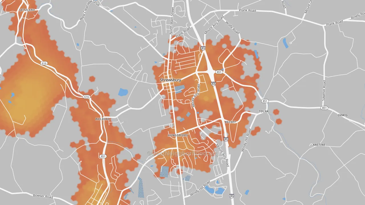 Bike Grade map of Shrewsbury, PA