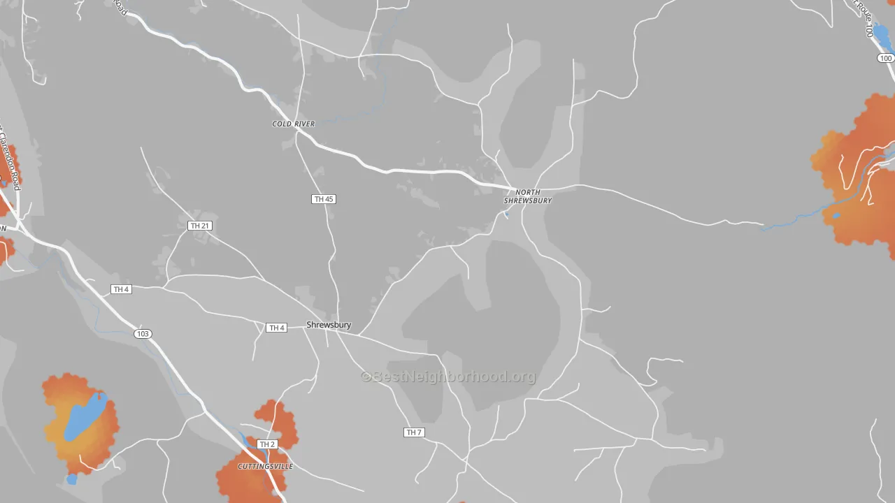 Bike Grade map of Shrewsbury, VT
