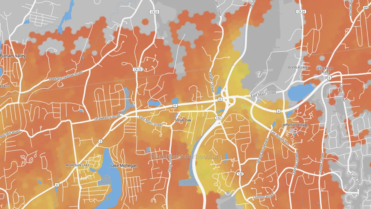 Bike Grade map of Shrub Oak, NY
