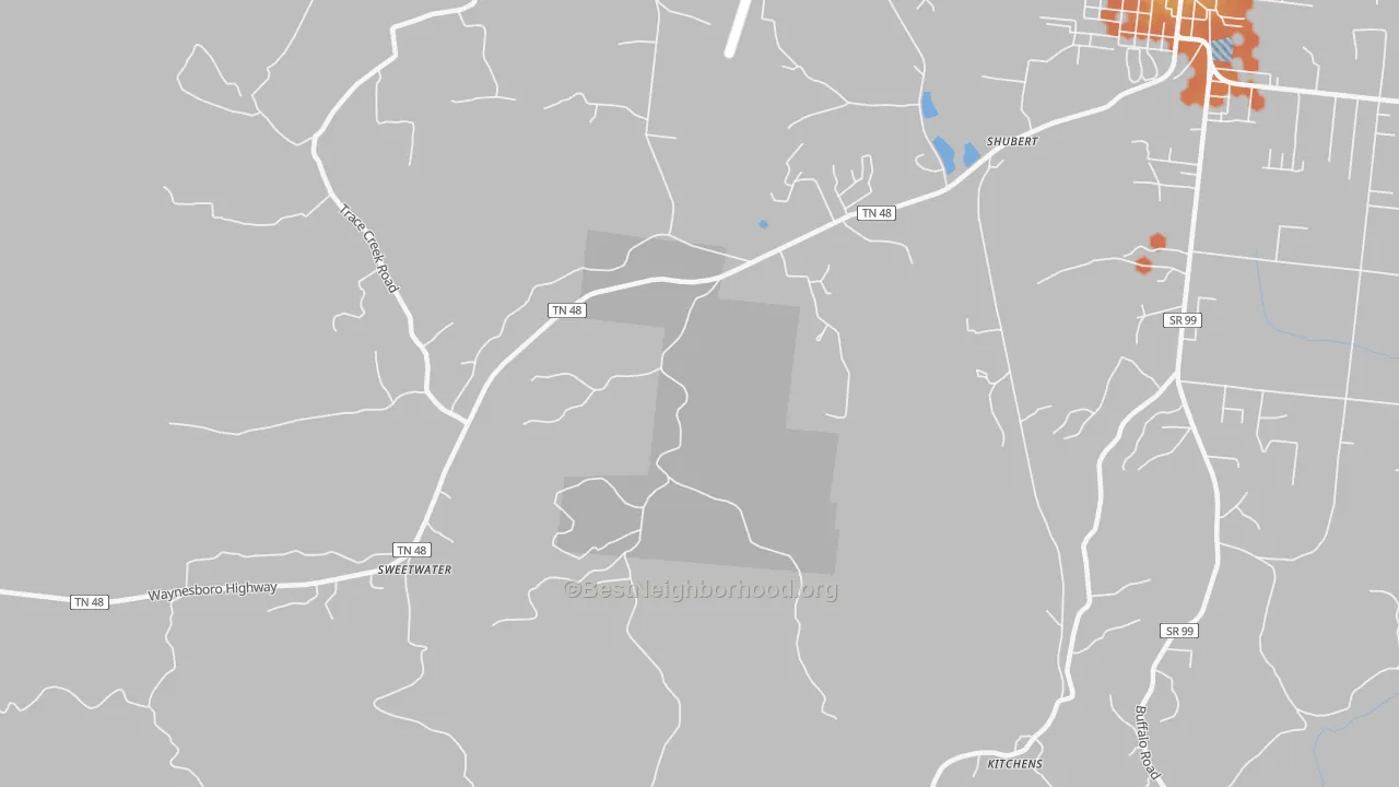 Bike Grade map of Shubert, TN