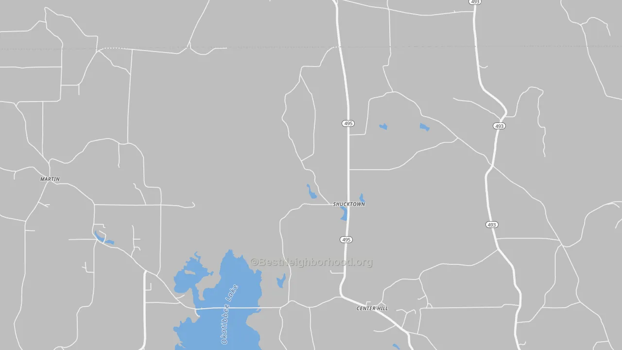 Bike Grade map of Shucktown, MS