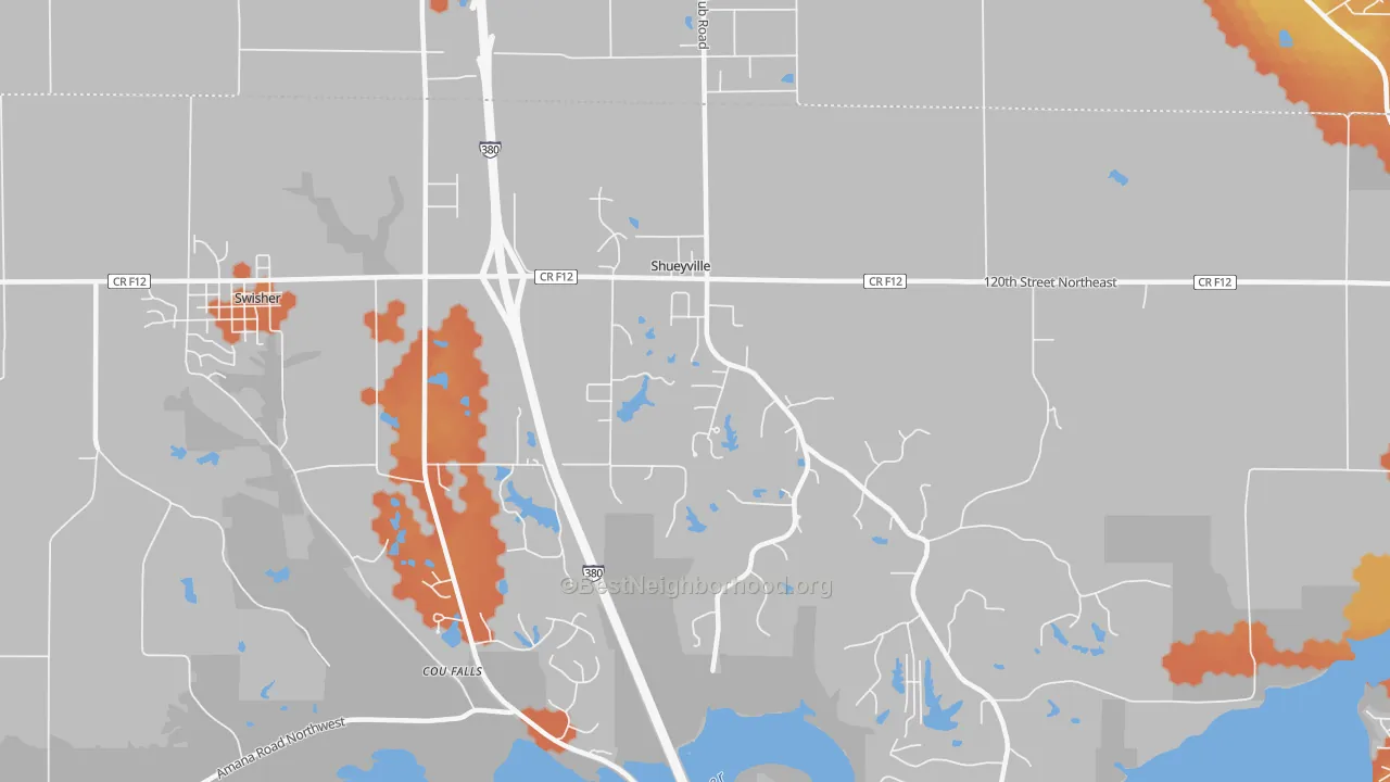Bike Grade map of Shueyville, IA