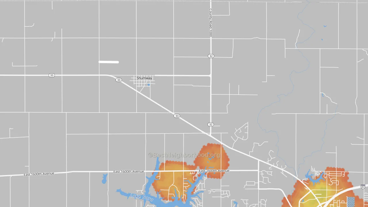 Bike Grade map of Shumway, IL