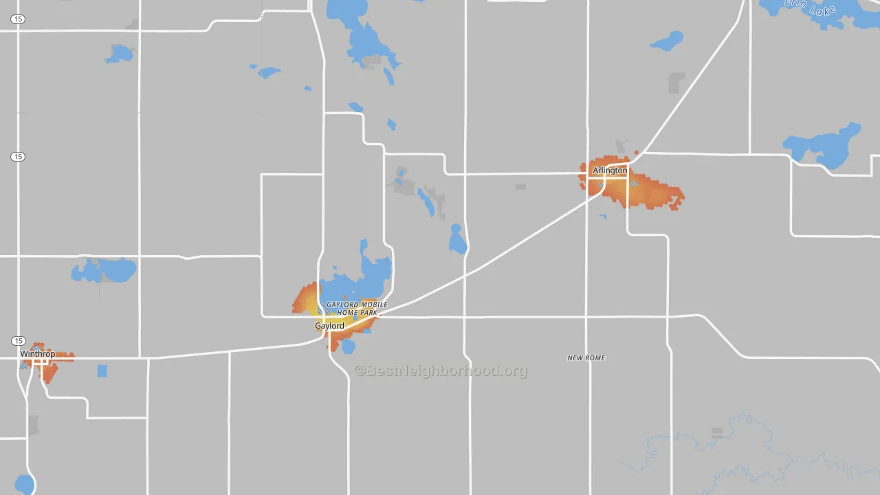 Bike Grade map of Sibley County, MN