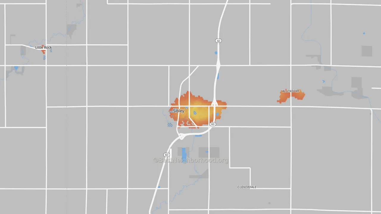 Bike Grade map of Sibley, IA