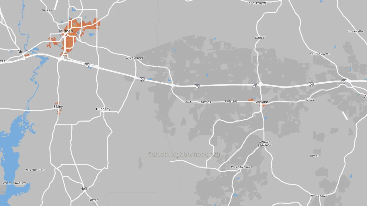 Bike Grade map of Sibley, LA
