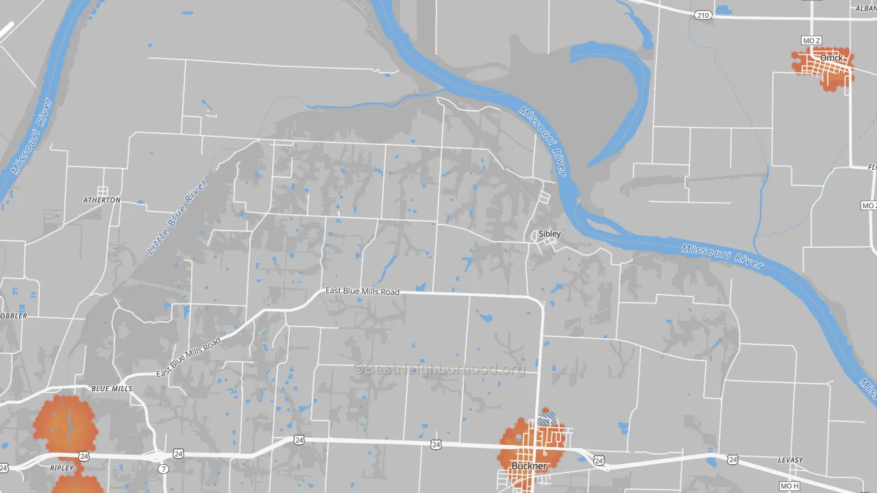Bike Grade map of Sibley, MO