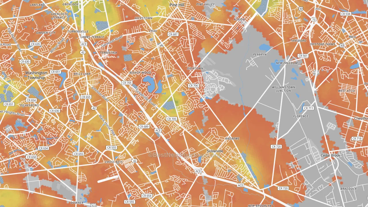 Bike Grade map of Sicklerville, NJ