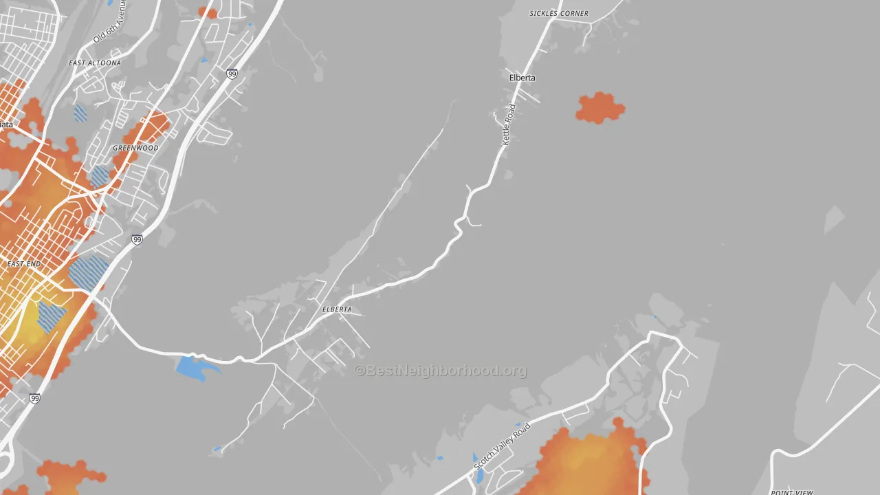 Bike Grade map of Sickles Corner, PA