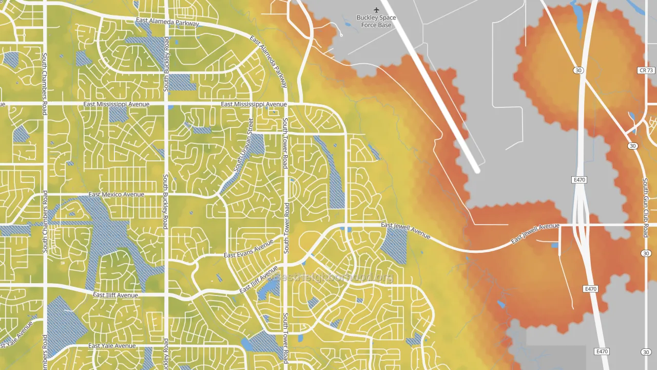Bike Grade map of Side Creek, Aurora, CO