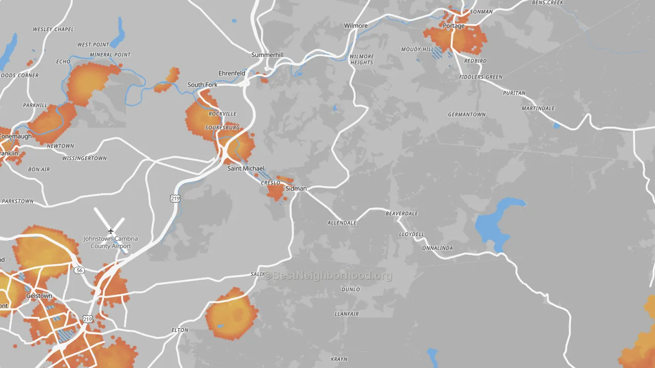 Bike Grade map of Sidman, PA