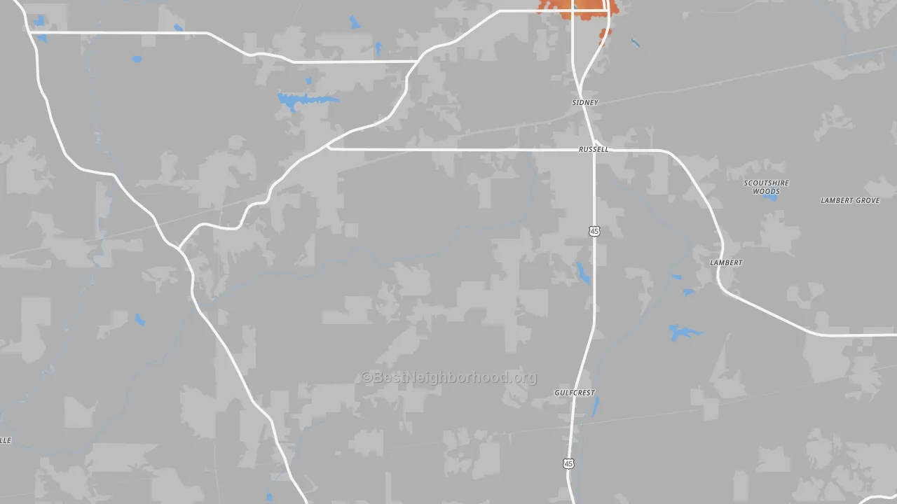 Bike Grade map of Sidney, AL