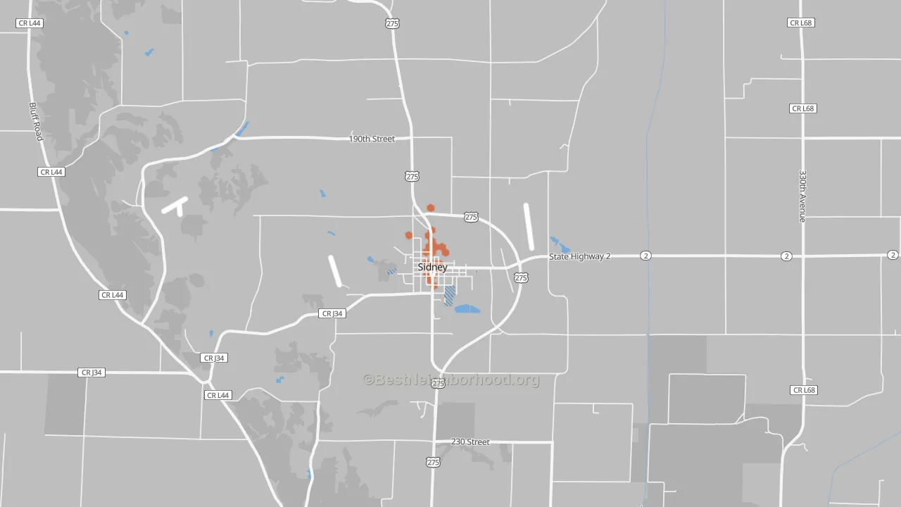 Bike Grade map of Sidney, IA