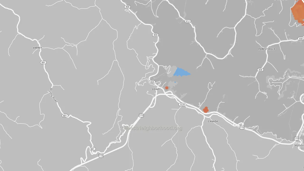 Bike Grade map of Sidney, KY