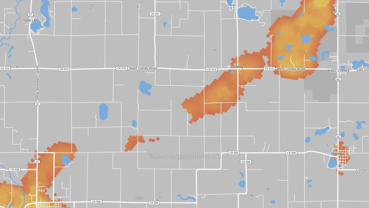 Bike Grade map of Sidney, MI
