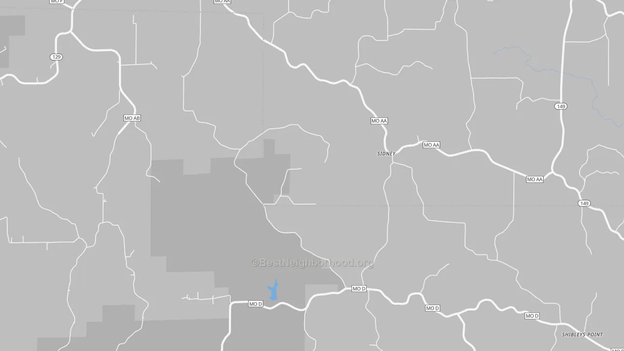 Bike Grade map of Sidney, MO
