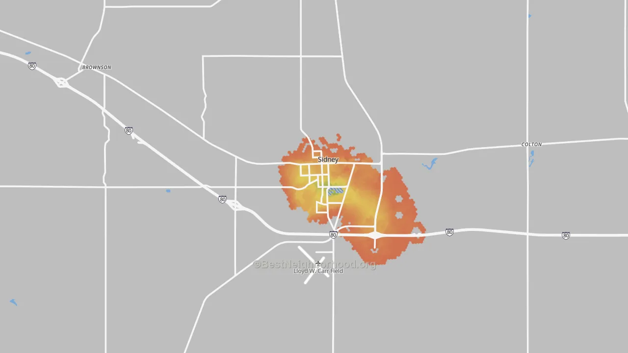 Bike Grade map of Sidney, NE
