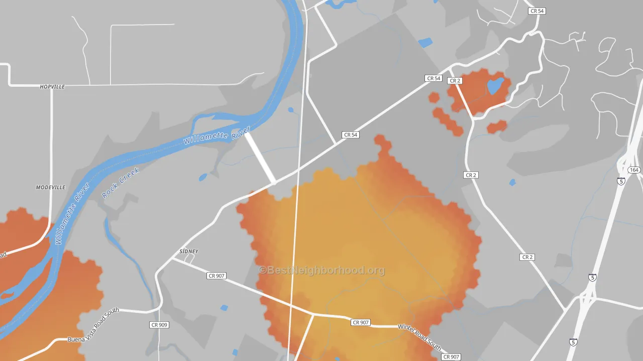 Bike Grade map of Sidney, OR